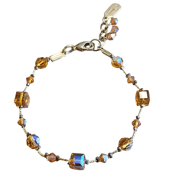 Dabby Reid Heidi Bracelet - AB Crystal Swarovski Amber Color Beaded - Picture 1 of 4